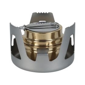 1pc Mini Portable Alcohol Stove. Lightweight Brass Spirit Burner With Aluminum Stand