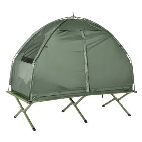 1 Person, All-in-One, Folding Cot Tent for Adults with Sleeping Bag & Thick Air Mattress