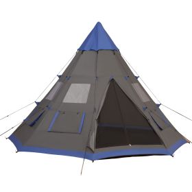 Large 6-Person Metal Teepee Camping Tent with Weather Protection Portable Design and Included Carrying Bag