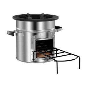 Wood Burning, Single Door, Stainless Steel, Rocket Stove with Carrying Bag