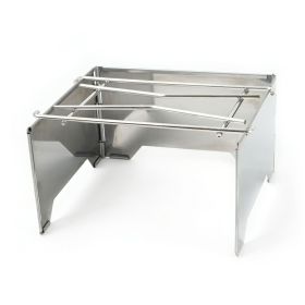 Basic Open-Fire, Folding, Stainless Steel Stove, with Stainless Steel Grill and Carrying Bag, 8.7"D x 8"W x 4.7"H