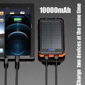 10000mAh Fast Wall Charging Power Bank with 2 USB Ports, Built in Solar Charging & Flashlight