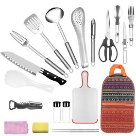 19Pcs Camping Cooking Utensils Set - Every utensil you could possibly need to whip up a great meal in your favorite chunk of nature.