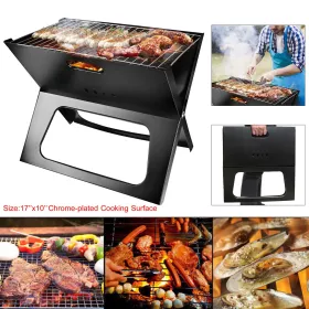 Foldable Charcoal Barbecue Grill (Option: Black)