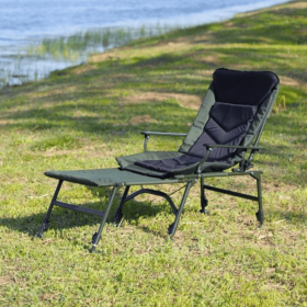 Foldable, Padded Lounge Chair With Removable Footrest (Option: Blackgreenlong)