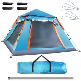 4-5 Person, Waterproof, Camping Tent with 2 Mosquito Nets Windows (Option: Blue)