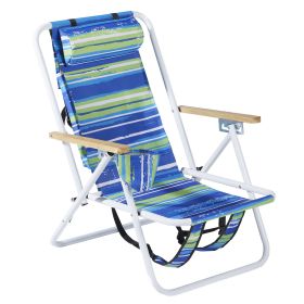 Blue, Green, & White Horizontal Stripe Beach Chair (Option: Blue green)