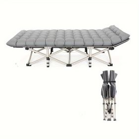 One Person, Padded, Heavy-duty Folding Camping Cot-Bed With Storage Bag (Option: Grey)