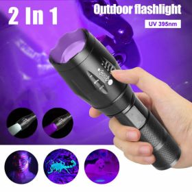 2 In 1, 395nm Ultra Violet & Super Bright 250000lm Flashlight, Zoomable (Option: 2in1)