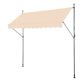 9' 10" X 47.24" X 8' 10"  Retractable, Supported Canopy, with Polyester Fabric & Aluminum-iron Frame (Option: Khaki)