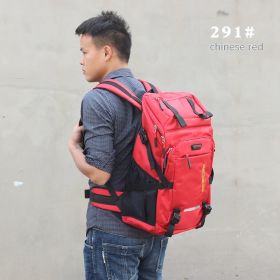 50L Large Capacity Double Shoulder Travel Luggage Backpack (Color: Red)