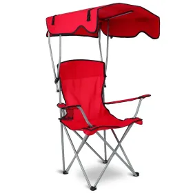 Foldable Beach Canopy Chair with Sun Protection Canopy 330LBS Load (Option: Red)