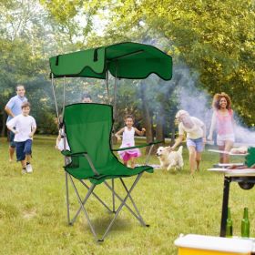 Foldable "X" Frame Chair With Sunshade, Supports 330LBS (Option: Green)