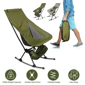 High Back Rocking Chair, 198LBS Weight Capacity with Carry Bag (Option: Green)
