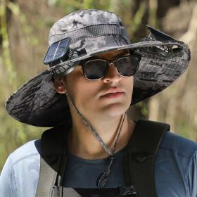 Widened, Solar, 2 Cooling Fan Hat, 4 Colors to Choose From. (Option: Grey Camo)
