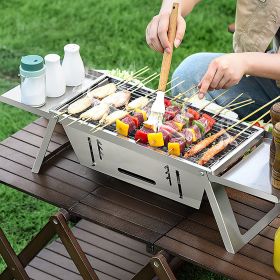 3 In 1 Foldable, Stainless Steel, Charcoal Grill, Fire Pit, Slow Cooker, Recommended for 2-3 People (Option: Silver)