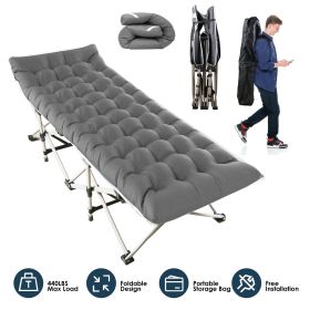 1-Person,  440LBS Max Load, Folding, Padded, Camping Cot With 2-Sided Soft Pad. (Option: Grey)