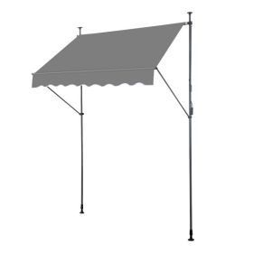 6' 7" x 47 1/4" X 9' 10" Retractable, Supported Canopy, with Polyester Fabric &  Aluminum-iron Frame, (Option: Grey)