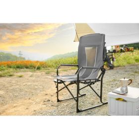 Heavy Duty Folding Beach Chair With Extra Large Side Table & Storage Pocket (Option: Gray)
