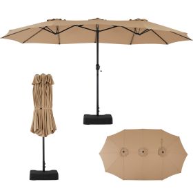 15ft, Large Rectangle, Patio Umbrella with Base Included, (Option: Khaki)