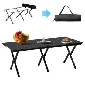 116X60X42cm (~ 45" X 23" X 16") Black Roll Table (Option: Black)