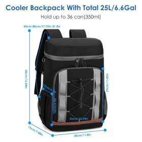 Leakproof Insulated Cooler Backpack 36 Can, 25L-6.6Gal (Option: Black)