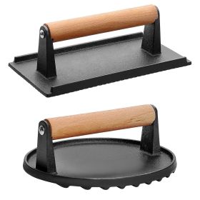 (2) Cast Iron Pre-Seasoned Grill Presses, Meat Smashers, Steak Weights (Option: 2PCS)