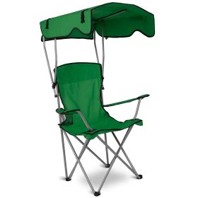 1Pc Foldable "X" Frame Chair With Canopy & Cup Holder. 330LBS Max Load Fedex Shipping (Option: Green)