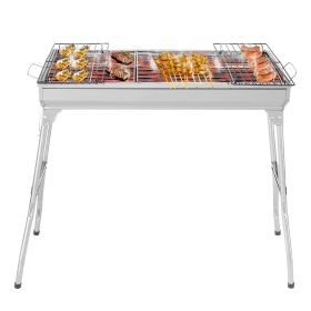 39.37" x 12.2" x 27.95" Stainless Steel Barbecue Pit (Option: Argent)