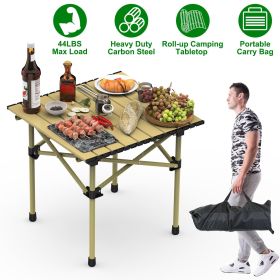 1Pc Small Or Large Size Heavy Duty Folding, Lightweight Carbon Steel Table With Roll-up Top (Option: S 51x53CM)
