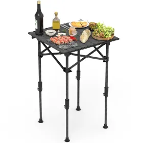 Folding Table With Adjustable Height, Rustproof Carbon Steel, Roll-Up (Option: SSizeNoNet)