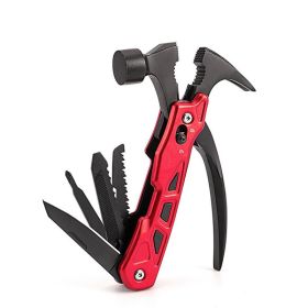 Multi-function, 6 in 1 Tool with Hammer, Pliers, Saw, Fish Scaler etc. (Color: Red)