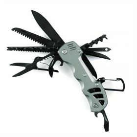 16-in-1 Multifunctional Pocket Knife Set with Keychain Holder, Scissors, Bottle Opener, Saw etc. (Color: Grey)