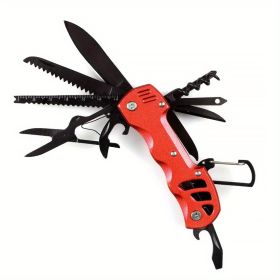16-in-1 Multifunctional Pocket Knife Set with Keychain Holder, Scissors, Bottle Opener, Saw etc. (Color: Red)