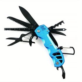 16-in-1 Multifunctional Pocket Knife Set with Keychain Holder, Scissors, Bottle Opener, Saw etc. (Color: Blue)