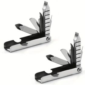 11-in-1 Stainless Steel Multi-Tool with Phone Stand, Folding Knife, Bottle Opener and Screwdriver (Model: 2pcs)