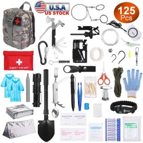 125 Piece Survival Kit, with Tools, First Aid Supplies, & Professional Survival Equipment (Option: 125in1survival kit)