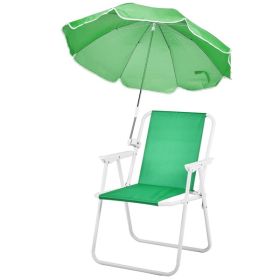 Folding Beach Chair With Umbrella, Lightweight With 265lbs Capacity (Option: Green)