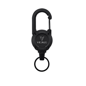 3-in-1 Retractable Rope Carabiner Keychain, Strong Steel Wire Rope (Option: Black)