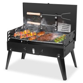 16.7 x 10 x 17.7in, Foldable, Suitcase, Charcoal Grill Fedex Shipping (Option: Black)